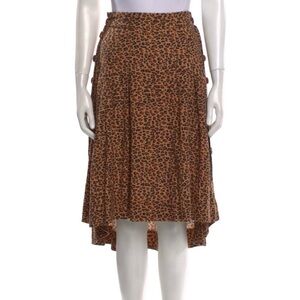 FARM Rio Animal Print Midi Skirt - Brown